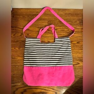 Victoria’s Secret Pink White and Black Striped Tote Bag